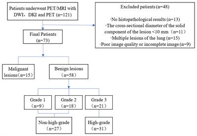 The value of diffusion kurtosis imaging, diffusion weighted imaging and 18F-FDG PET for differentiating benign and malignant solitary pulmonary lesions and predicting pathological grading